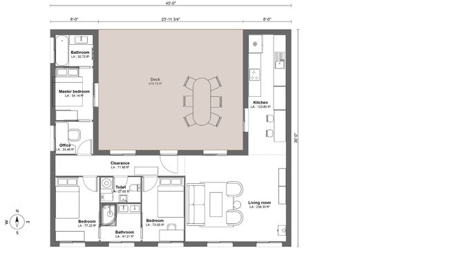 Four Container Spacious U-Shaped Layout