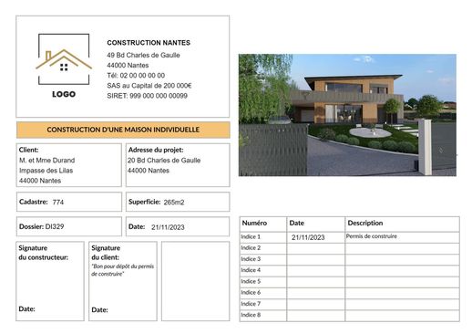 Exemple page de garde permis de construire