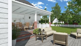 Porche en el patio trasero con Cedreo