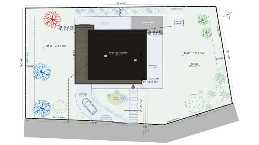 2D site plan with landscape details by Cedreo