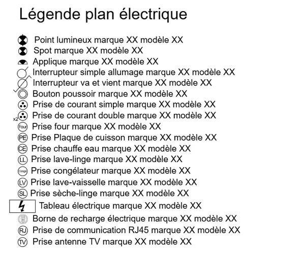 Exemple de légende de plan électrique réalisé avec Cedreo