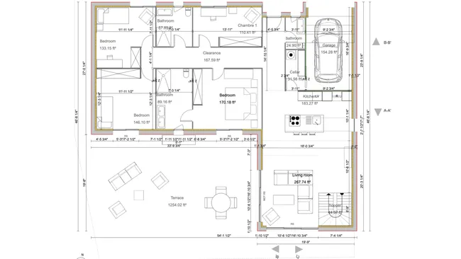 2D groundfloor plan with mezzanine by Cedreo