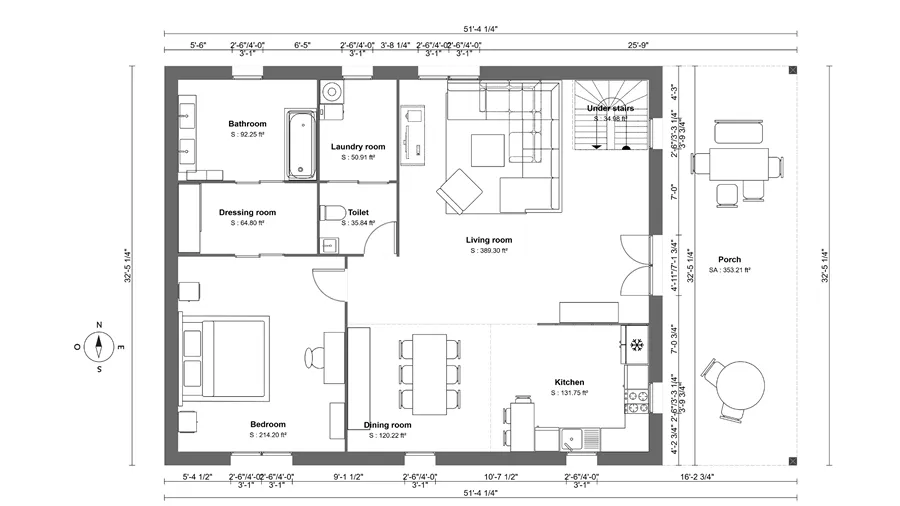 2D floor plan of a barndo house designed with Cedreo
