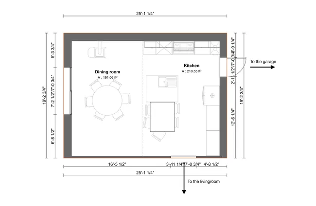 Kitchen addition 2d floor plan by Cedreo