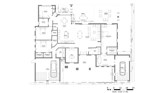 2D scaled floor plan of a mediterranean house designed with Cedreo