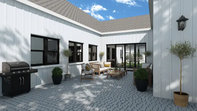 3D render of a patio designed with Cedreo