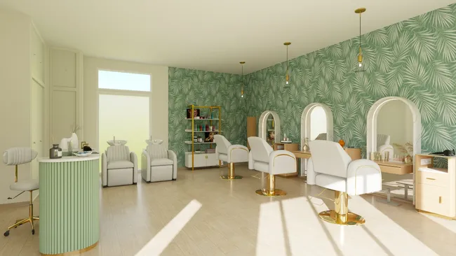 3D render of a hair salon designed with Cedreo