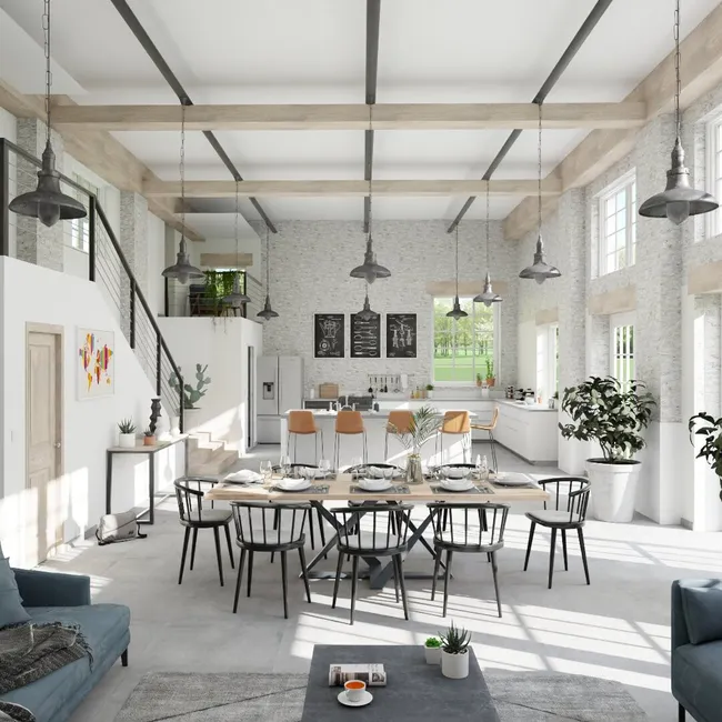 3D render of an open livingroom by Cedreo