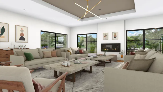 3D render of a large livingroom designed with Cedreo
