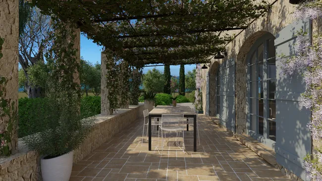 3D render of a mediterranean garden designed with Cedreo