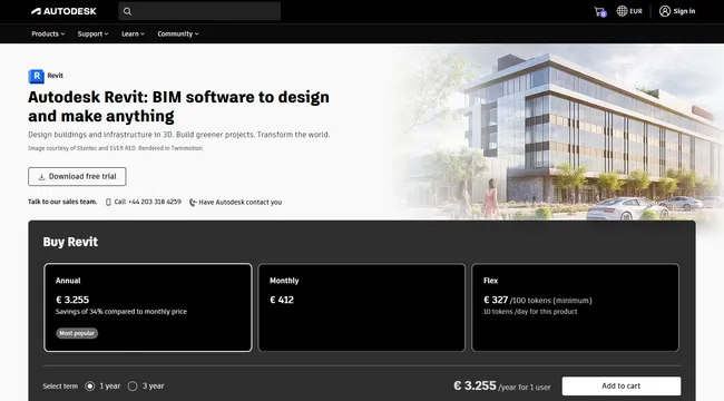 screenshot home page autodesk revit