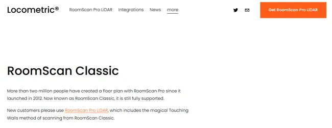 screenshot home page room scan pro