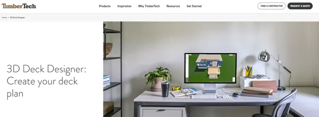 screenshot home page timber tech deck designer