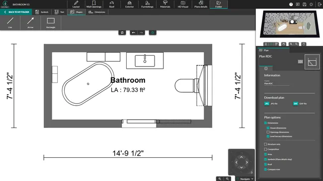 cedreo software screenshot bathroom layout