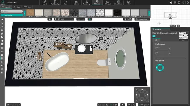 Cedreo software screenshot choose bathroom materials