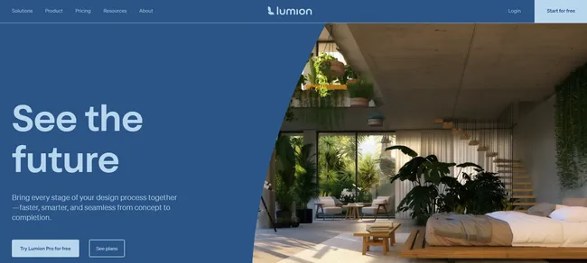 screenshot home page Lumion