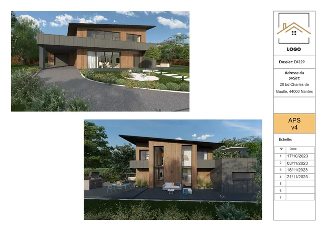 Rendus 3D extérieur dans un APS intégrés avec Cedreo