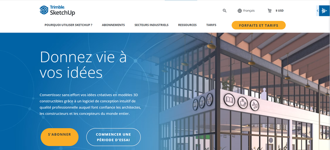 Capture d'écran du site SketchUp comparatif avec Cedreo