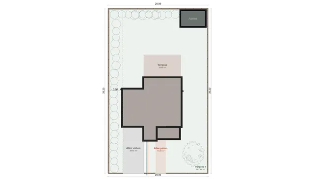 Plan de masse avec dépendance réalisé avec Cedreo