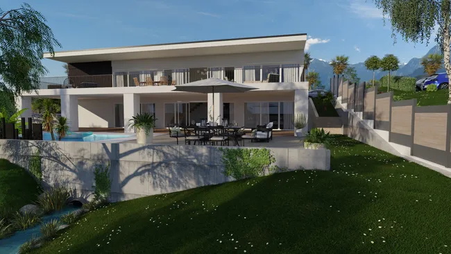 Rendu 3D d'une Villa Moderne par Cedreo
