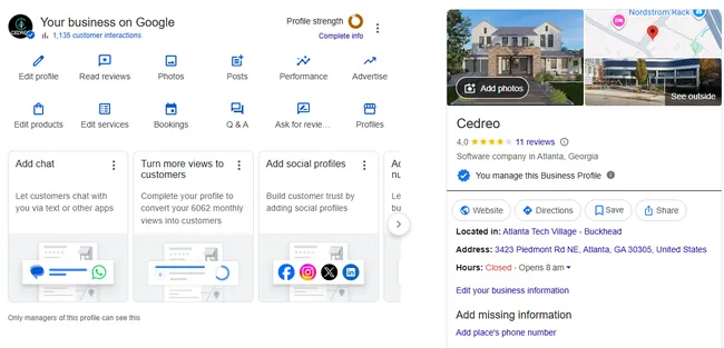 Cedreo Google business profile