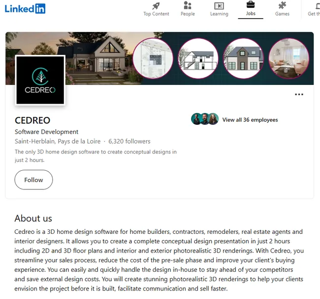 Cedreo linkedin account