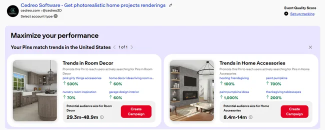 Cedreo pinterest account