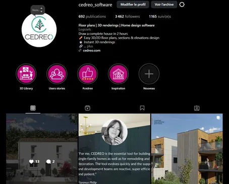 screenshot Insta Cedreo account