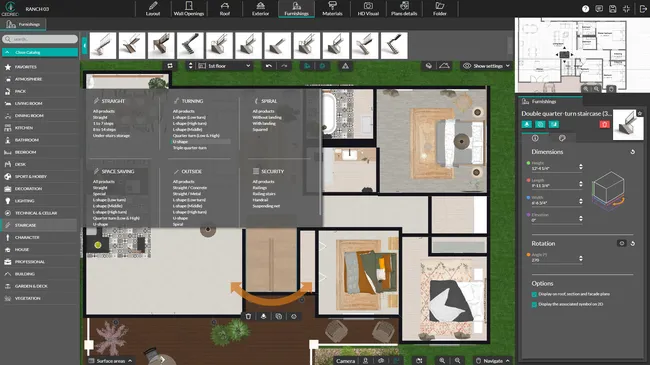 UI shot Cedreo - furnishings step - add stairs