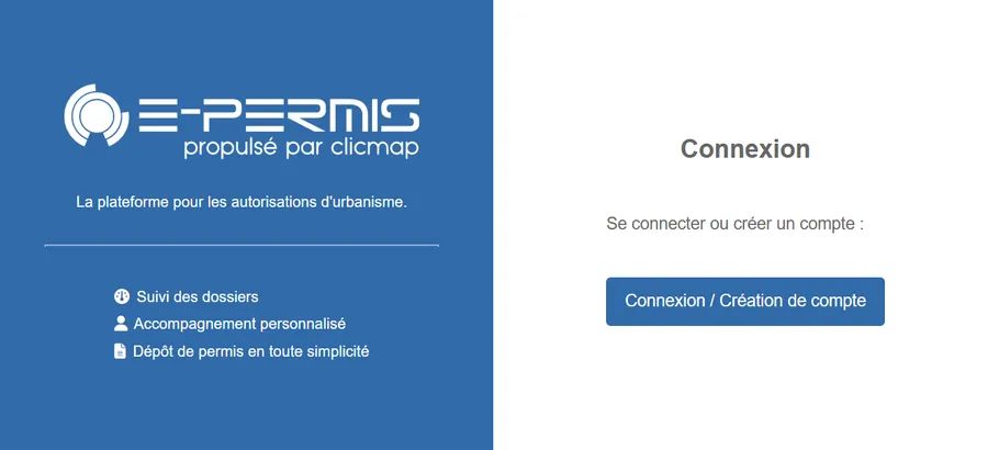 page de connexion plateforme intercommunale ePermis