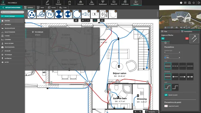 Capture d'écran ajouter des symboles électriques en favoris avec Cedreo