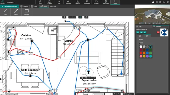 capture d'écran personnalisation des symboles électriques avec Cedreo